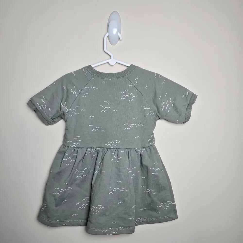 Rylee & Cru Raglan Dress in Flock Size 18/24m Birds Blue White